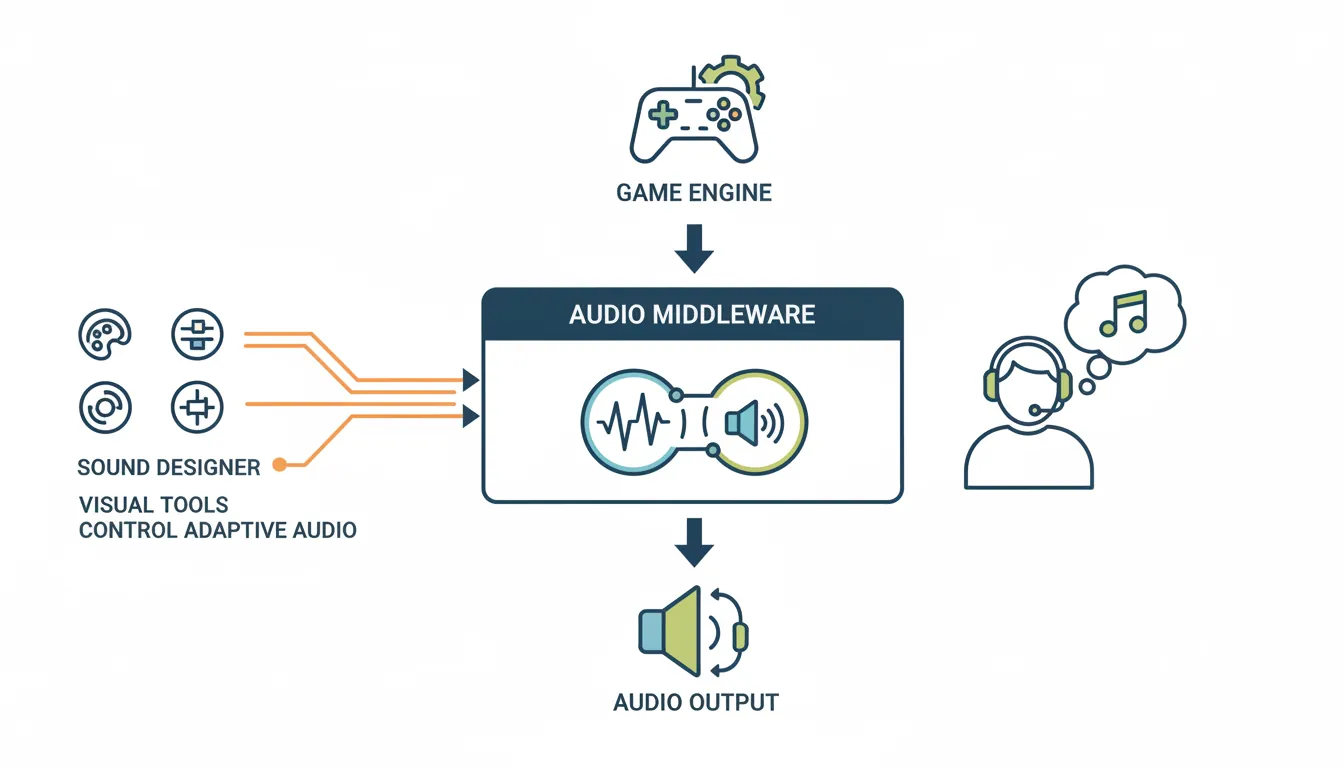 FMOD and Wwise middleware integration architecture with game engine