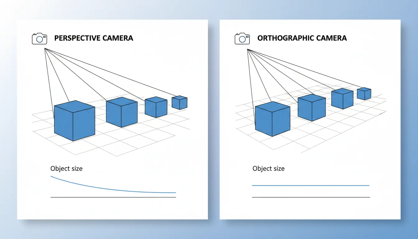 Camera projection types: perspective vs orthographic comparison