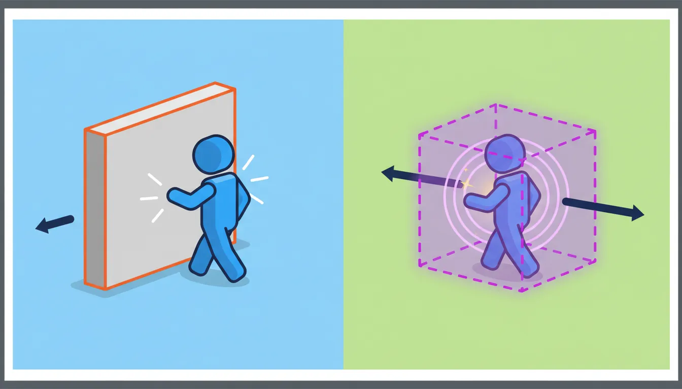 Collider types and trigger zones comparison diagram