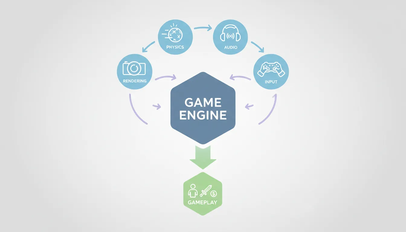 Game engine architecture showing core subsystems