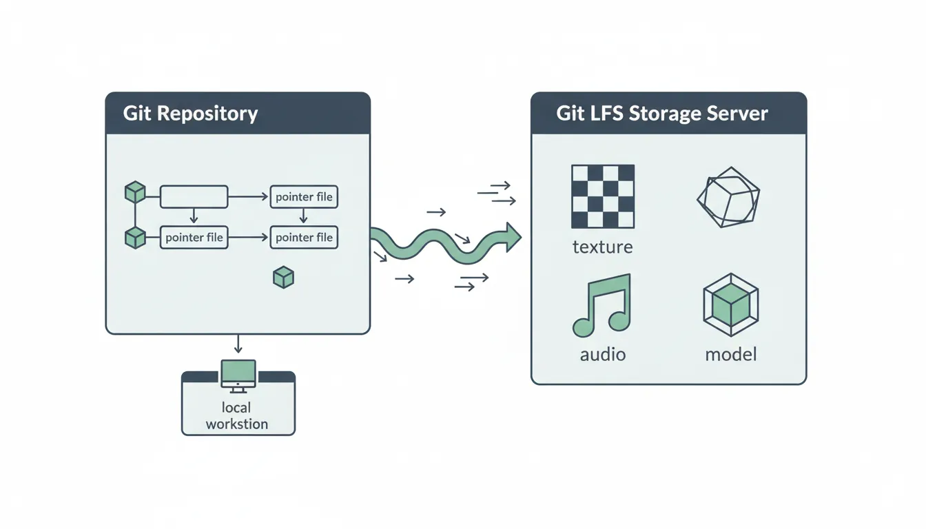 Git LFS pointer-based storage vs standard Git full-copy binary storage
