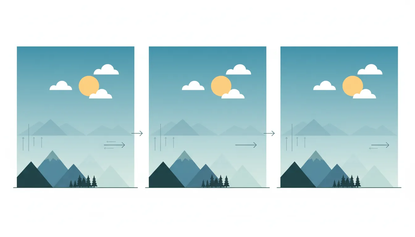 Parallax scrolling layers moving at different speeds to create depth