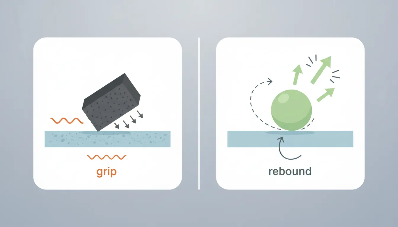 Physics material properties showing friction and bounciness effects