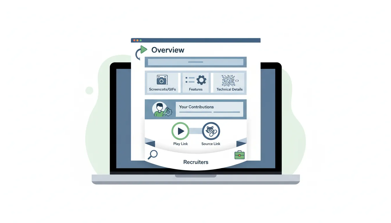 Professional game project README with screenshots, features, and technical details