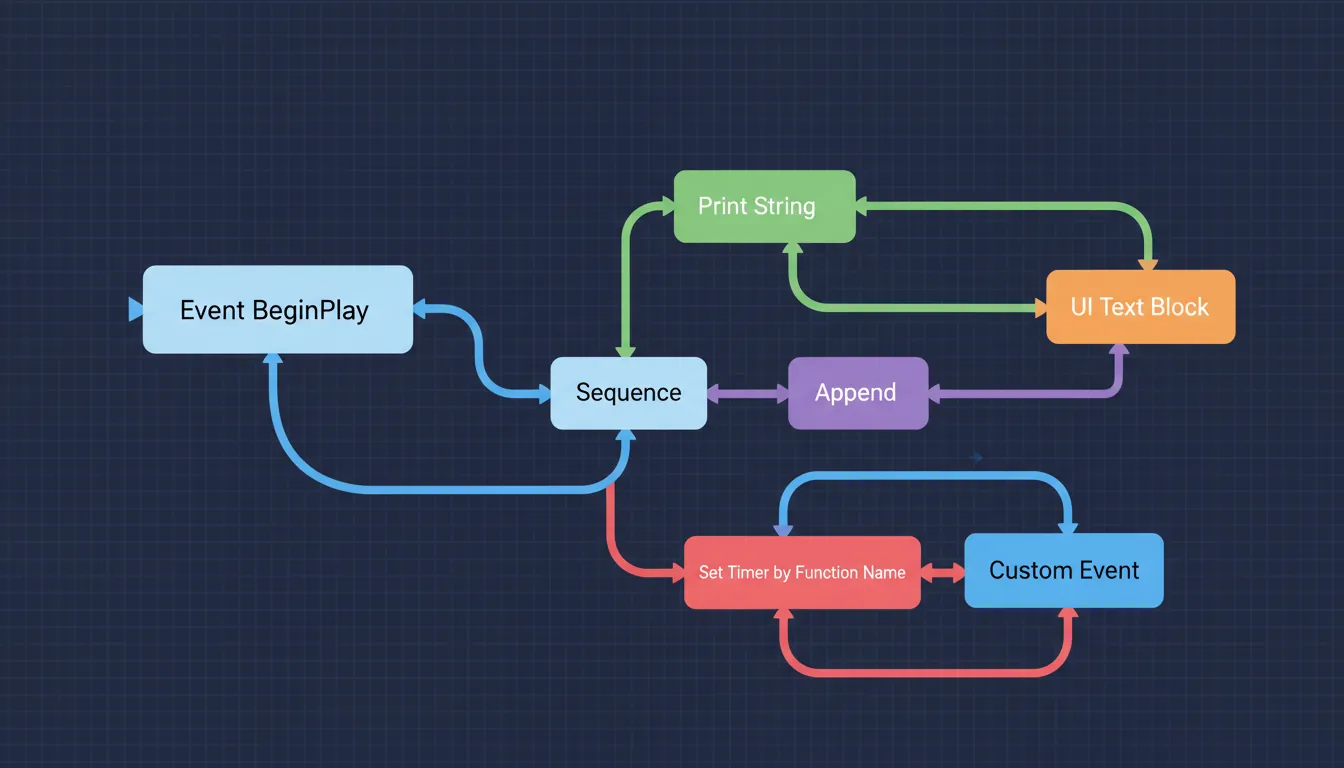 Unreal Blueprint visual scripting node graph example