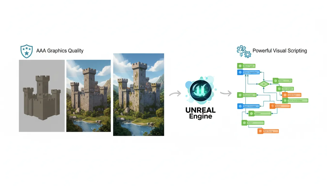 Unreal Engine editor and Blueprint visual scripting system