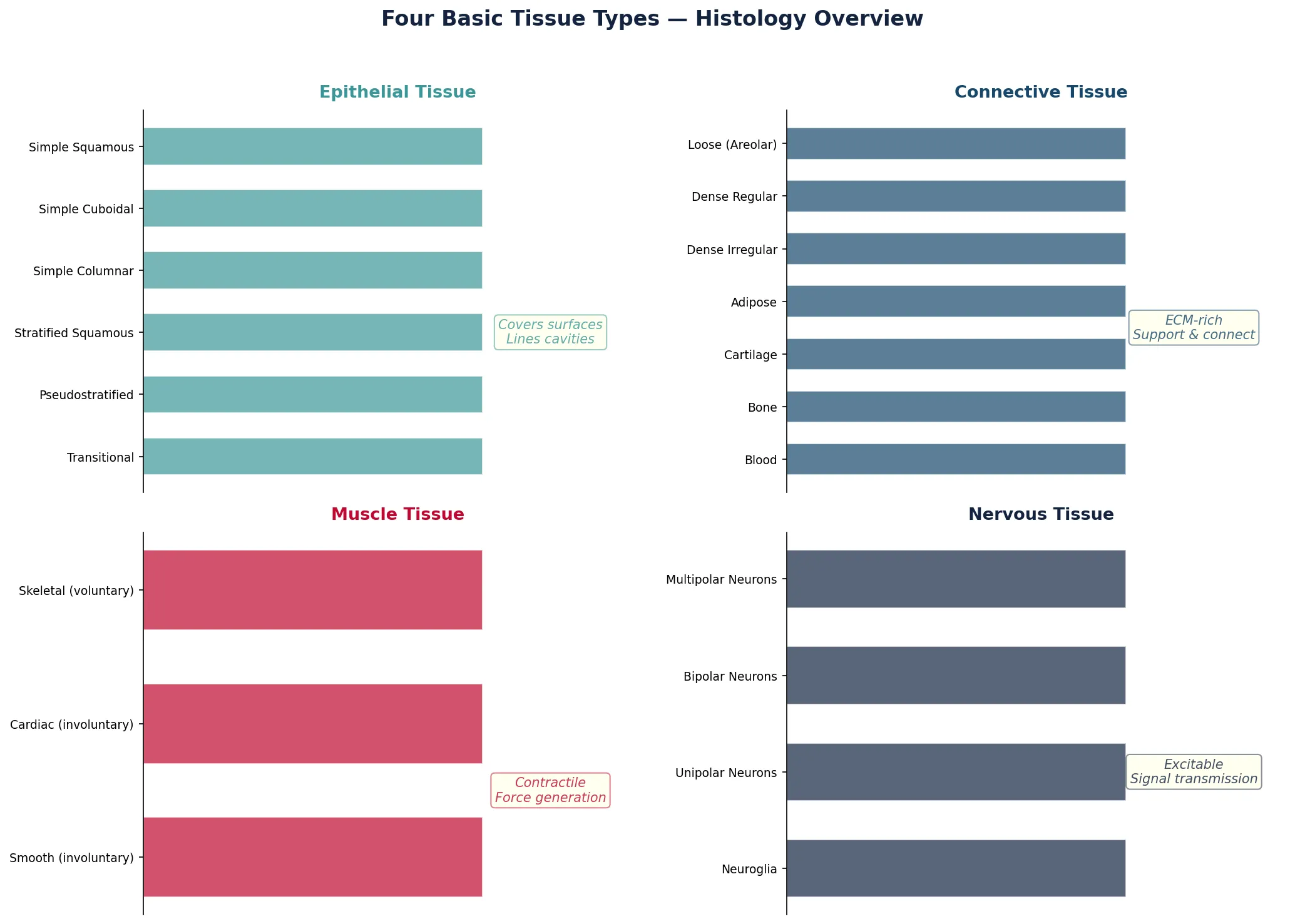 Four Basic Tissue Types — Histology Overview