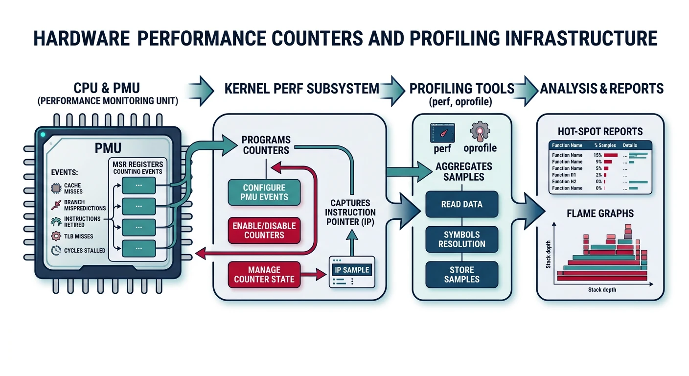 Hardware performance counters and profiling infrastructure