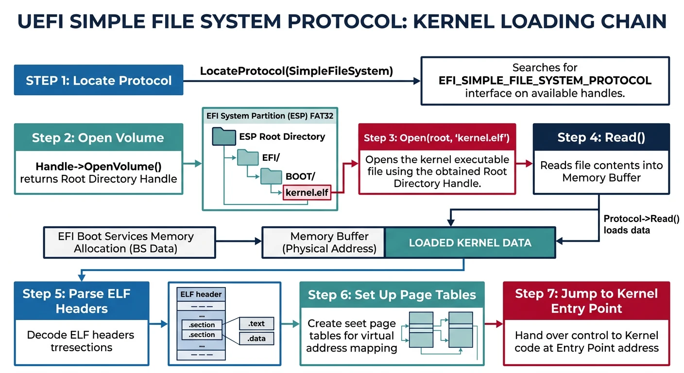 UEFI File Protocol loading kernel from FAT filesystem