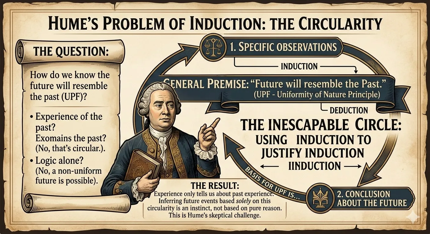 Illustration of Humes circularity problem showing induction being used to justify induction