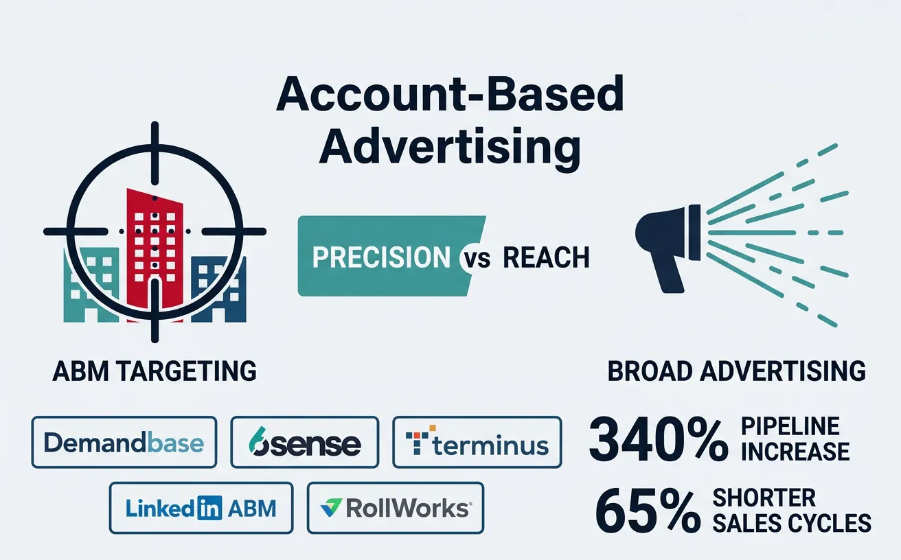 Account-based advertising targeting specific companies versus broad demographic targeting