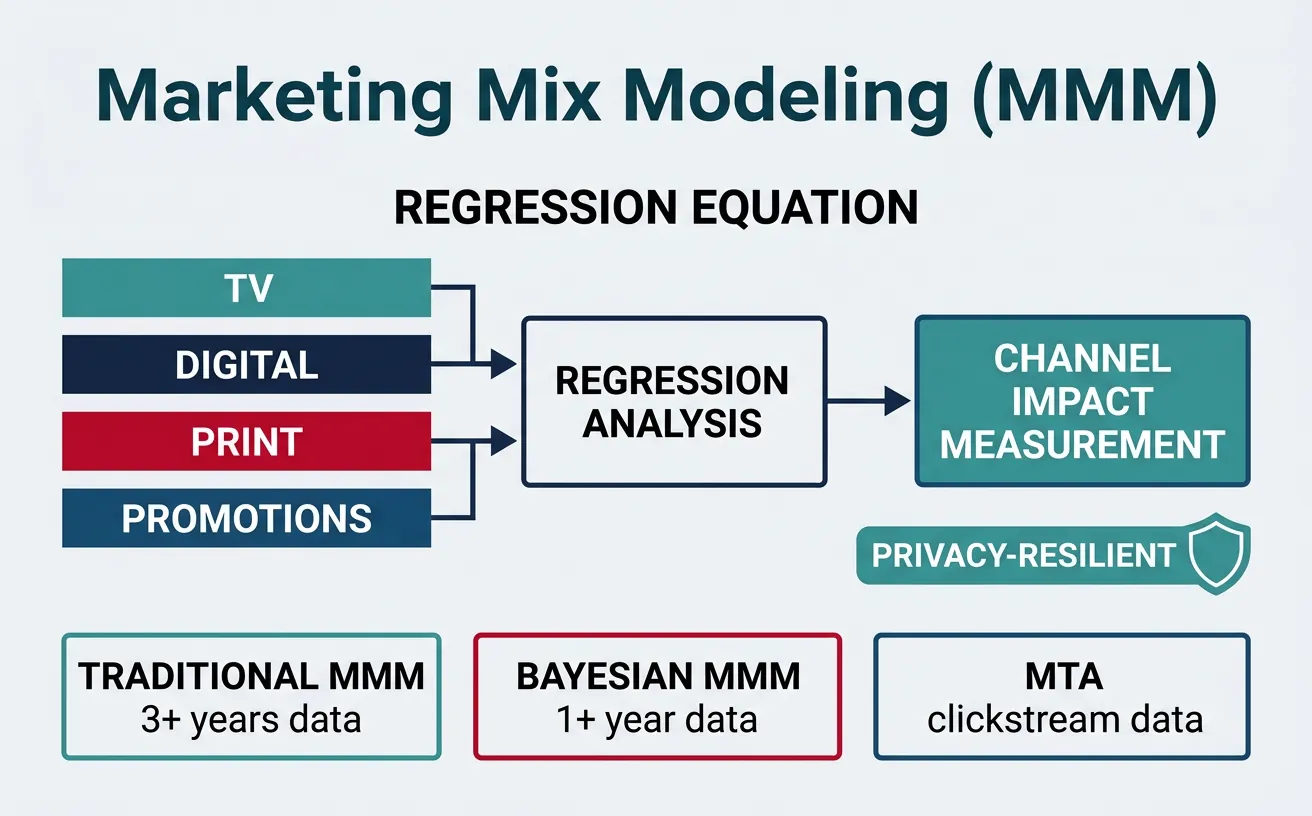 Marketing Mix Modeling using statistical regression to measure channel impact on business outcomes