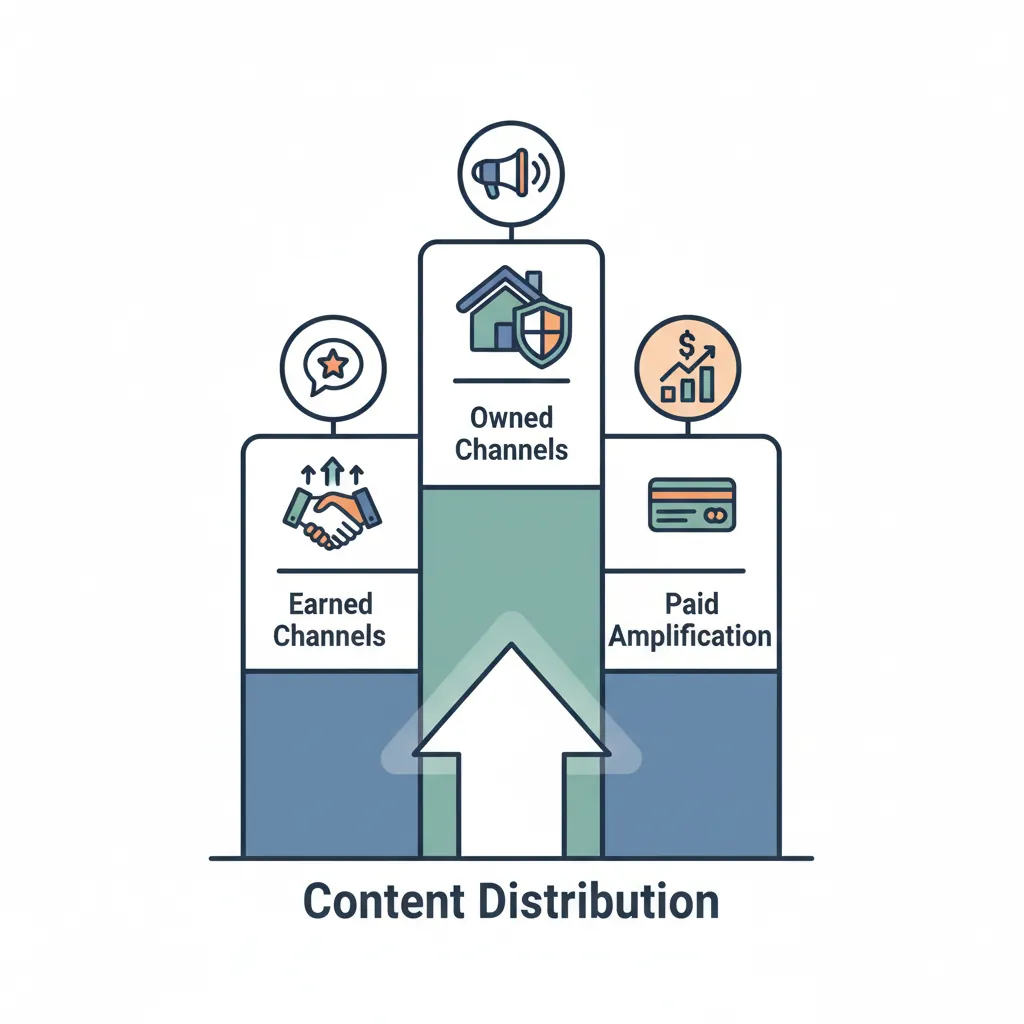Diagram showing owned, earned, and paid content distribution channels