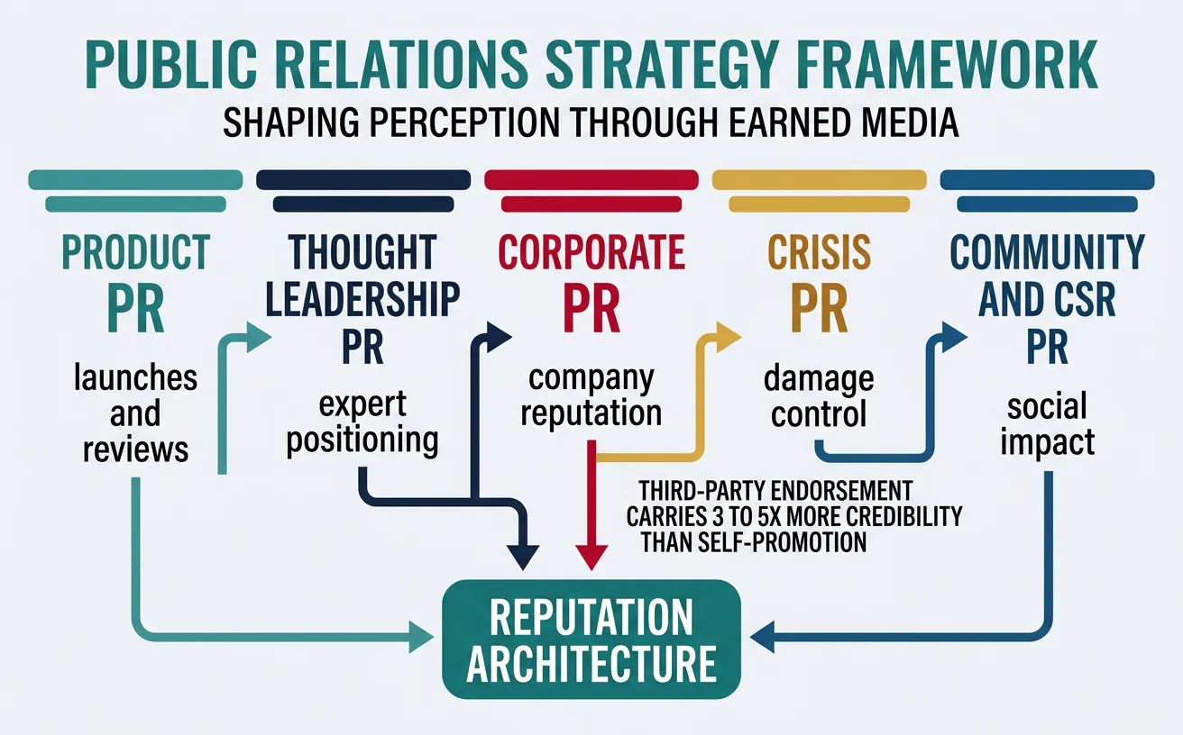 Public relations strategy framework — from product PR to crisis communications
