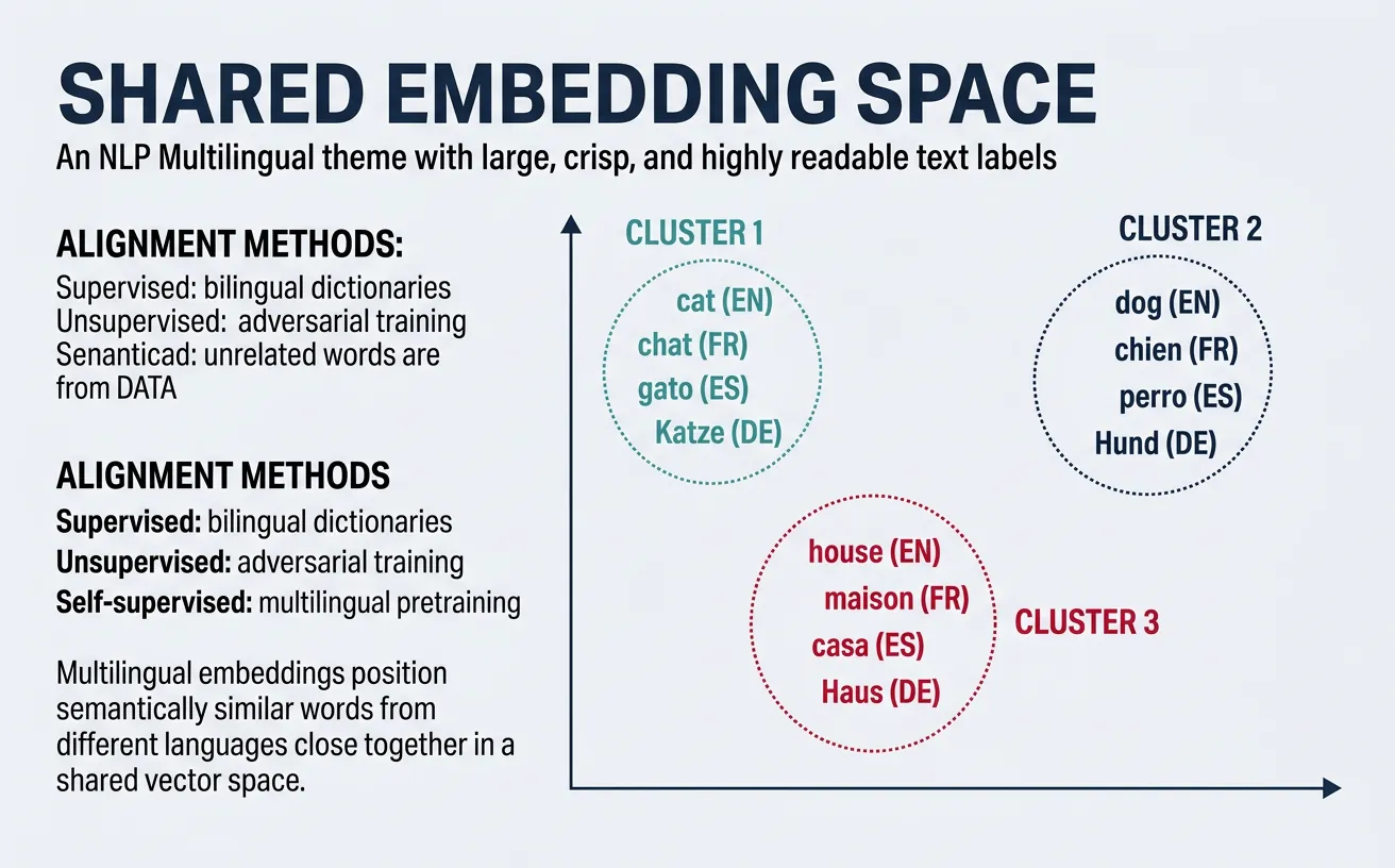 Shared embedding space mapping words from different languages