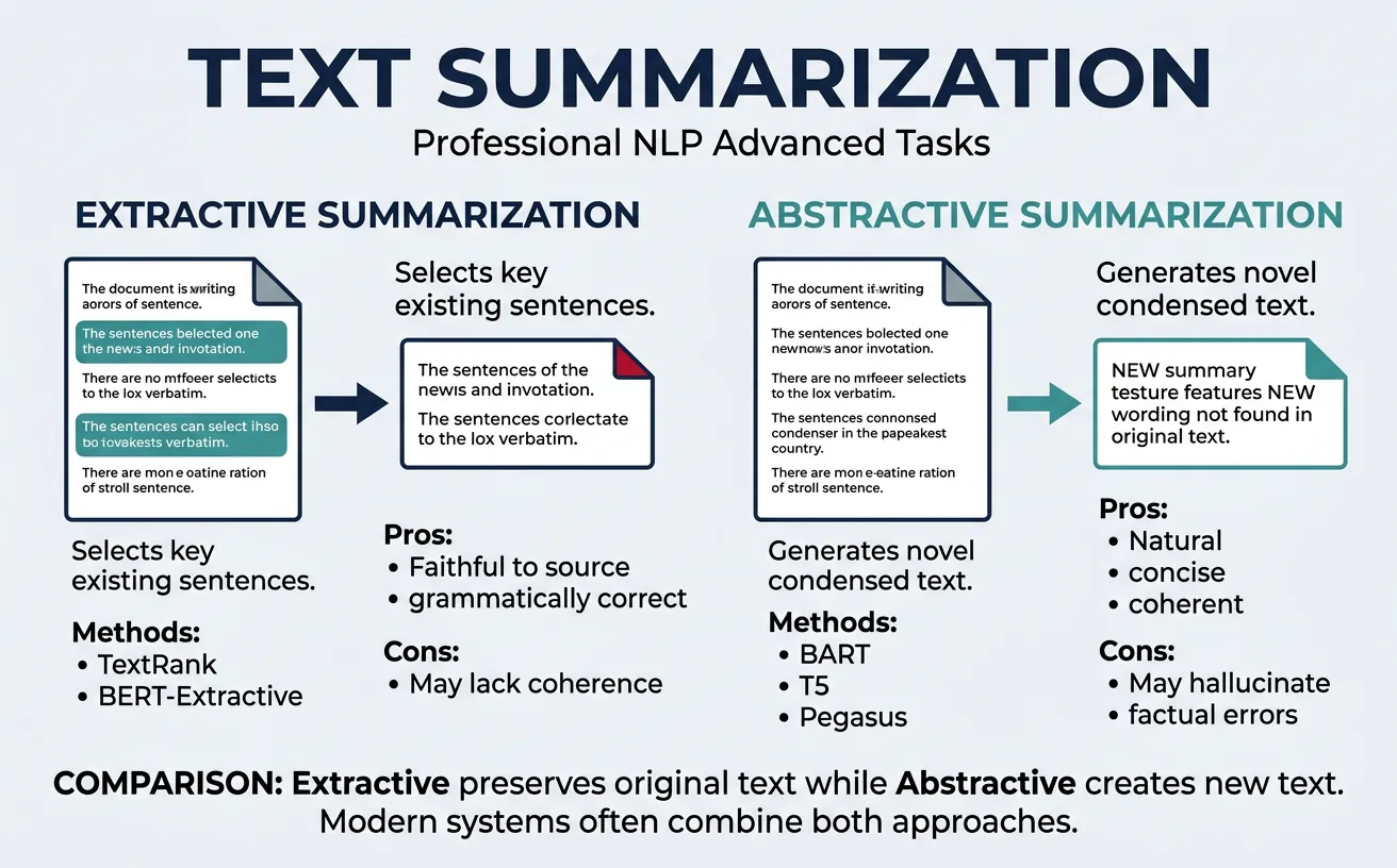Comparison of extractive and abstractive text summarization pipelines