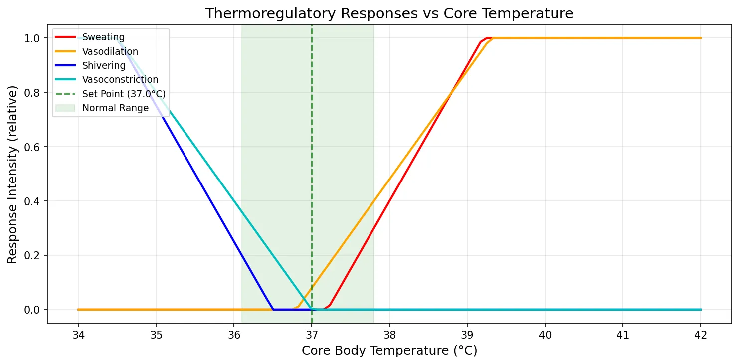 Thermoregulatory Responses vs Core Temperature