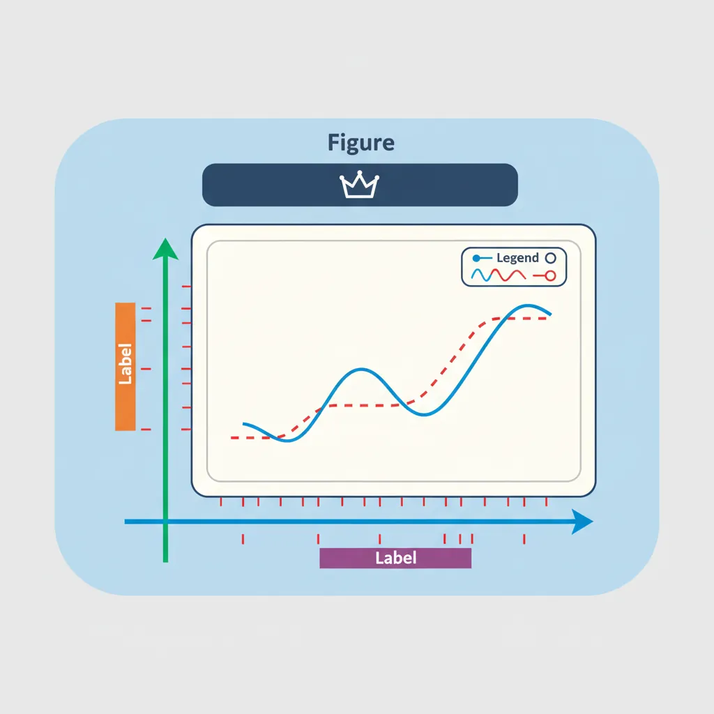 Annotated anatomy of a Matplotlib figure showing figure, axes, axis labels, title, legend, and grid components