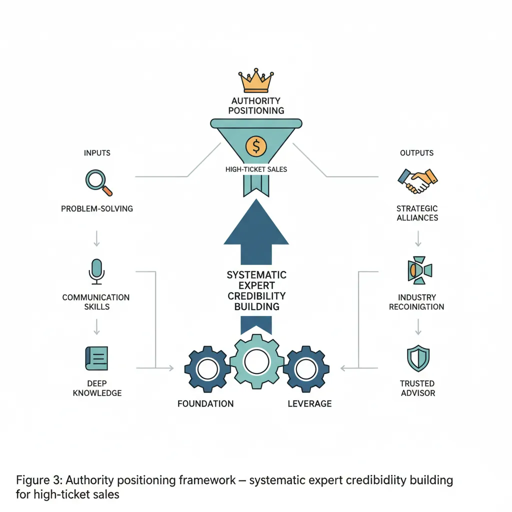 Authority positioning framework showing expert credibility building stages