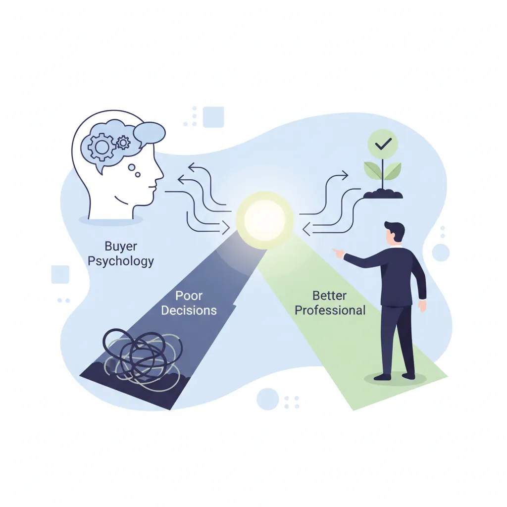 Buyer decision psychology model showing cognitive and emotional factors
