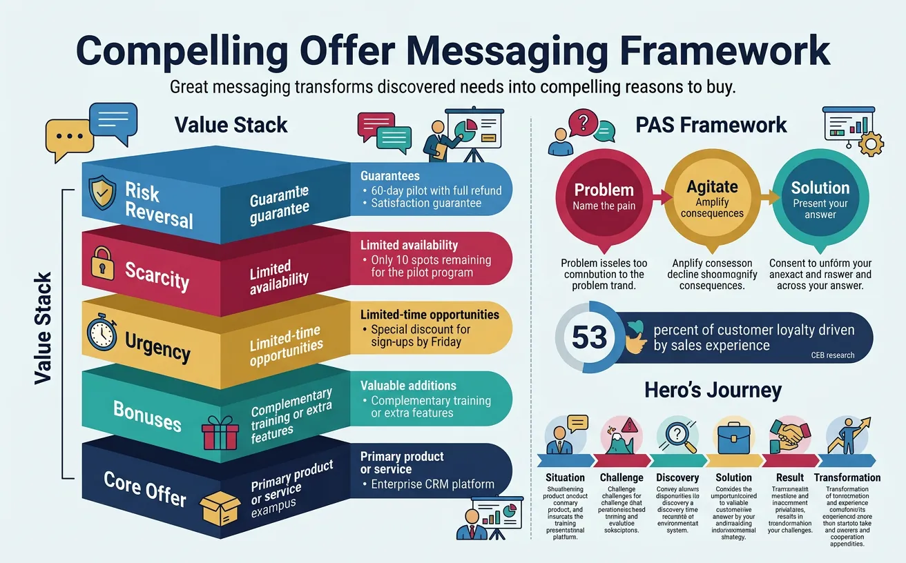 Compelling offer messaging framework showing value stack construction