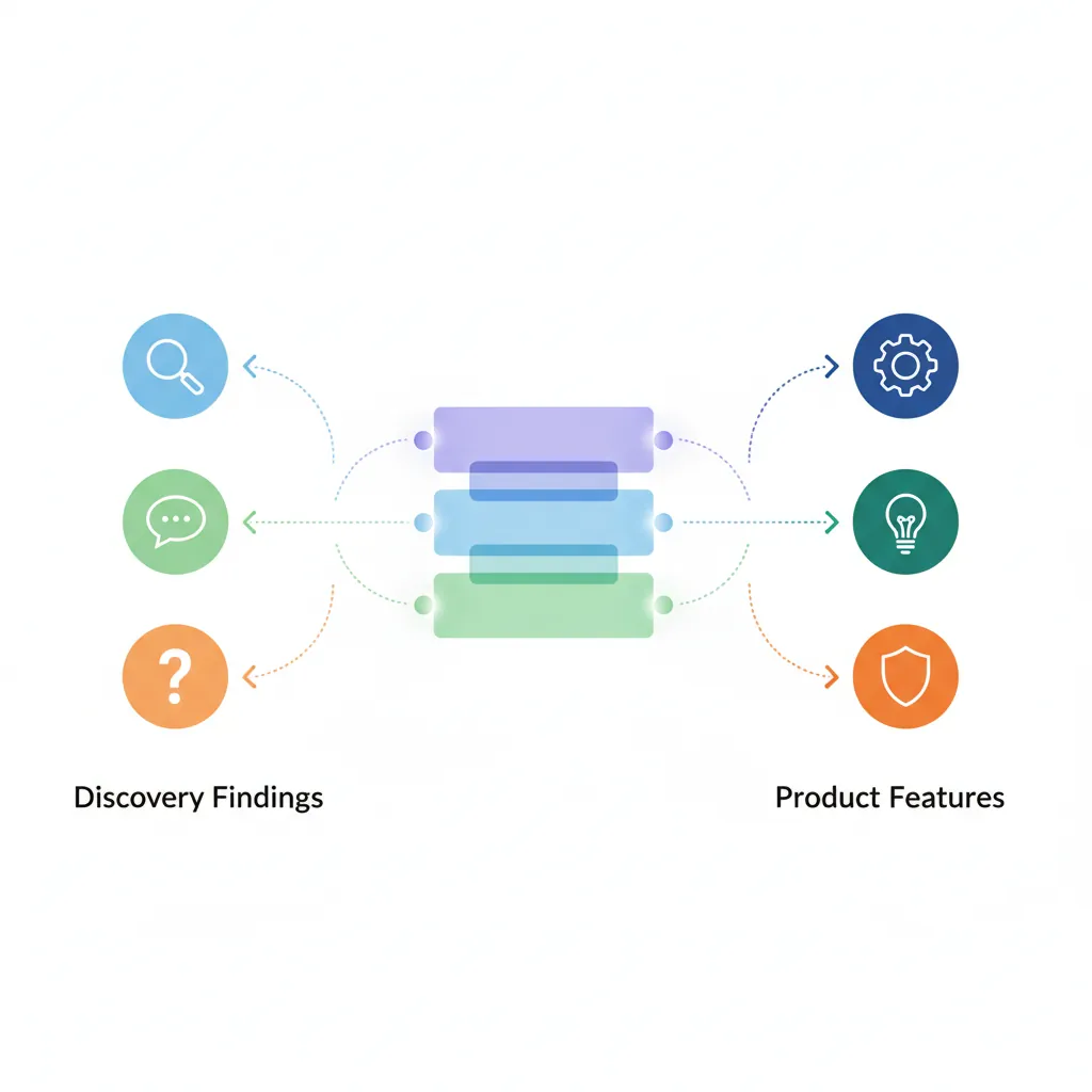 Demo and solution mapping workflow connecting discovery findings to product features
