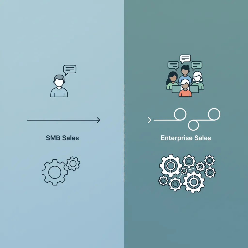 Comparison diagram showing key differences between SMB and enterprise sales cycles