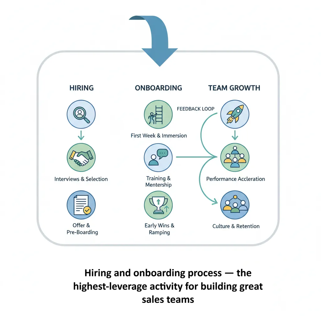 Sales hiring and onboarding process showing high-leverage talent acquisition
