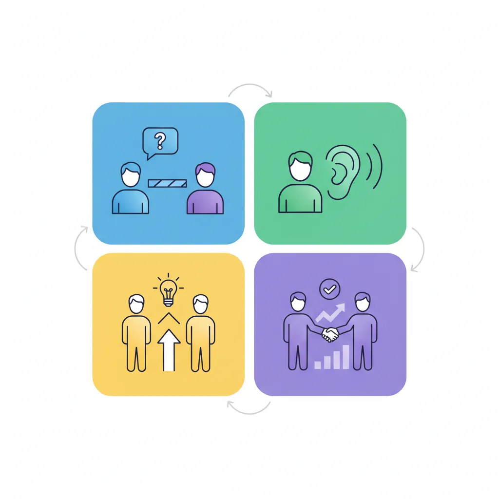 LAER objection handling framework showing Listen, Acknowledge, Explore, and Respond steps
