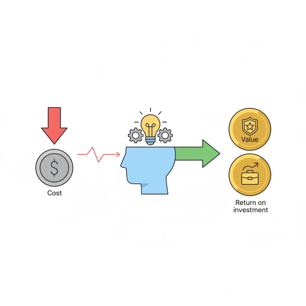 Price objection reframing diagram showing the shift from cost focus to value and ROI perspective