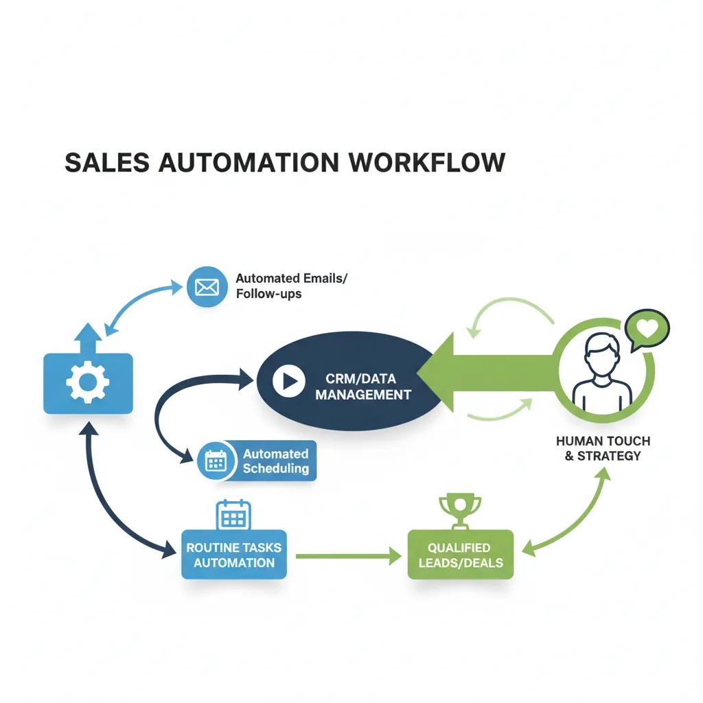 Sales automation workflow showing manual vs automated task allocation