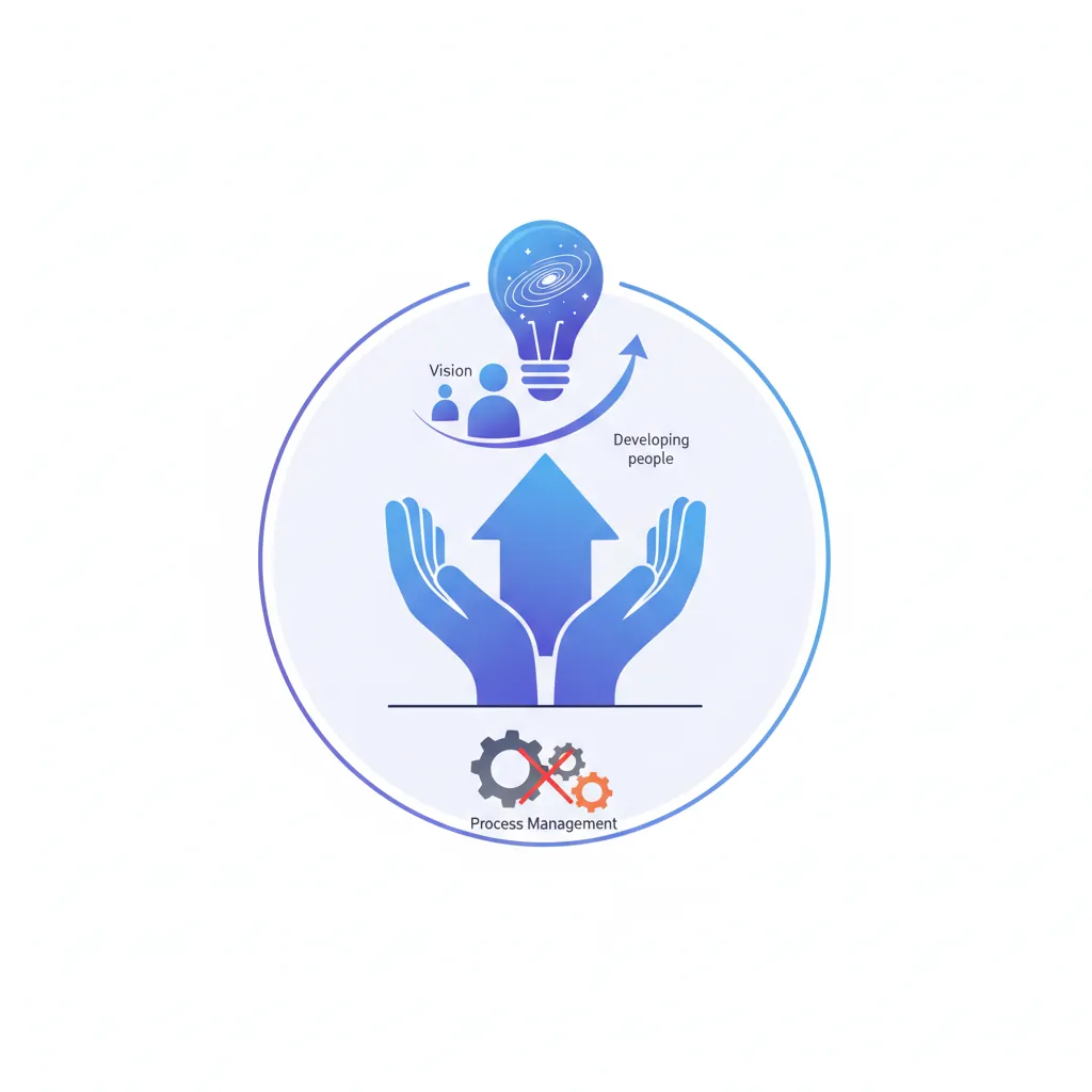 Sales leadership vs management framework showing vision, people, and culture dimensions