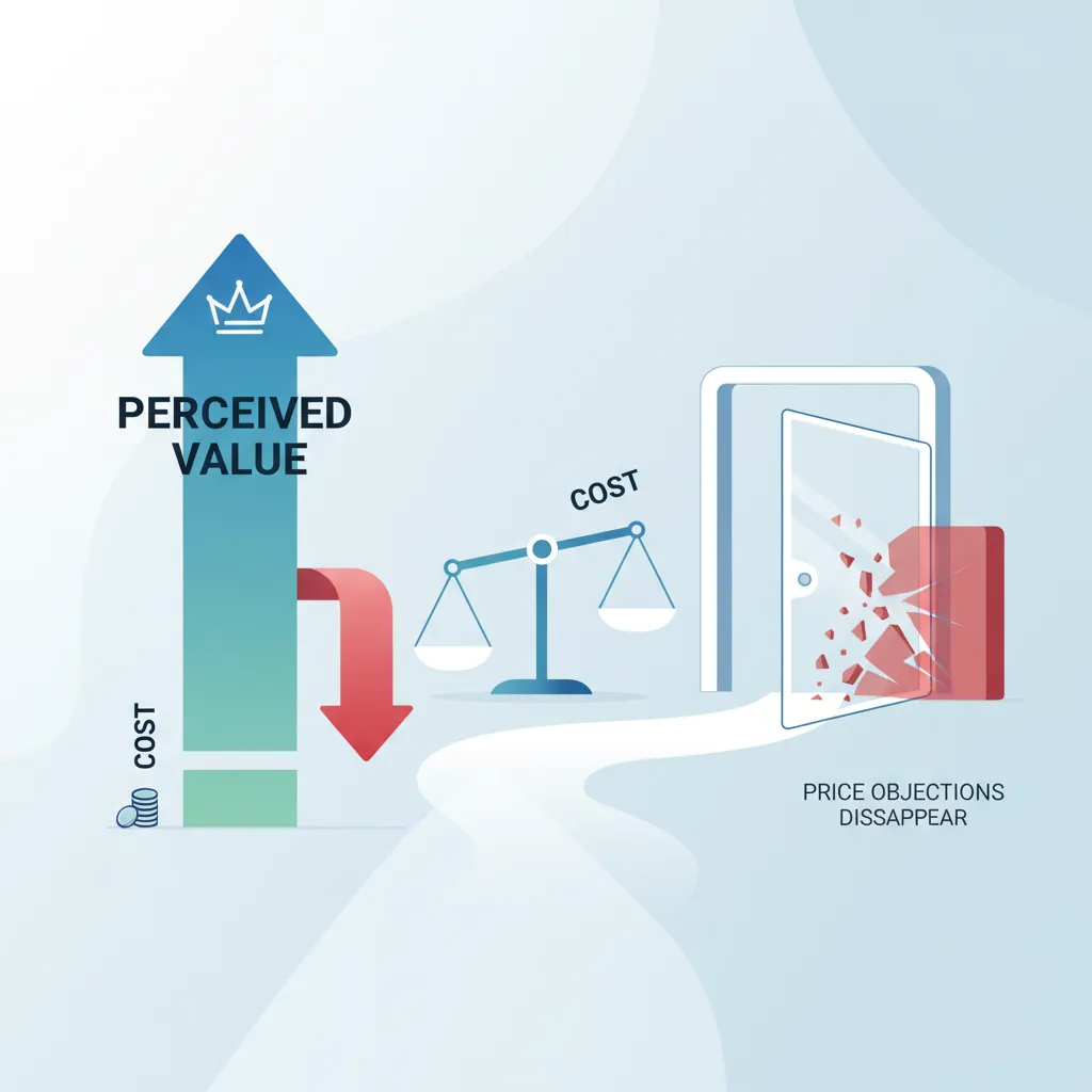 Value-based selling equation balancing benefits against cost, effort, and risk